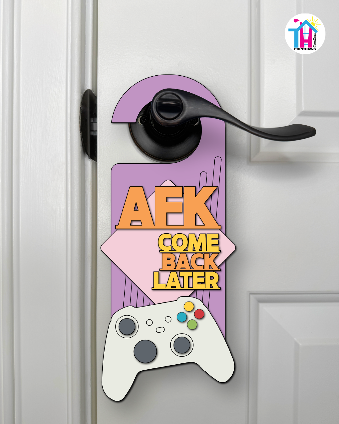 AFK. Come Back Later. – Gamer Doorknob Sign By Printhaws Creations, Wooden Room Sign With Console-Inspired Controller Accent