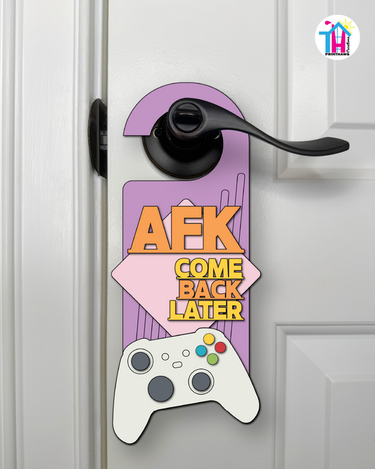 AFK. Come Back Later. – Gamer Doorknob Sign By Printhaws Creations, Wooden Room Sign With Console-Inspired Controller Accent
