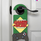 Gamer At Work – Gamer Doorknob Sign By Printhaws Creations, Wooden Room Sign With Console-Inspired Controller Accent