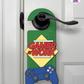 Gamer At Work – Gamer Doorknob Sign By Printhaws Creations, Wooden Room Sign With Console-Inspired Controller Accent