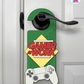 Gamer At Work – Gamer Doorknob Sign By Printhaws Creations, Wooden Room Sign With Console-Inspired Controller Accent