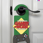 Gamer At Work – Gamer Doorknob Sign By Printhaws Creations, Wooden Room Sign With Console-Inspired Controller Accent