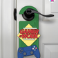 Gamer At Work – Gamer Doorknob Sign By Printhaws Creations, Wooden Room Sign With Console-Inspired Controller Accent