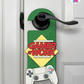 Gamer At Work – Gamer Doorknob Sign By Printhaws Creations, Wooden Room Sign With Console-Inspired Controller Accent