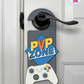 PVP Zone – Gamer Doorknob Sign By Printhaws Creations, Wooden Room Sign With Console-Inspired Controller Accent