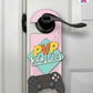 PVP Zone – Gamer Doorknob Sign By Printhaws Creations, Wooden Room Sign With Console-Inspired Controller Accent