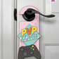 PVP Zone – Gamer Doorknob Sign By Printhaws Creations, Wooden Room Sign With Console-Inspired Controller Accent