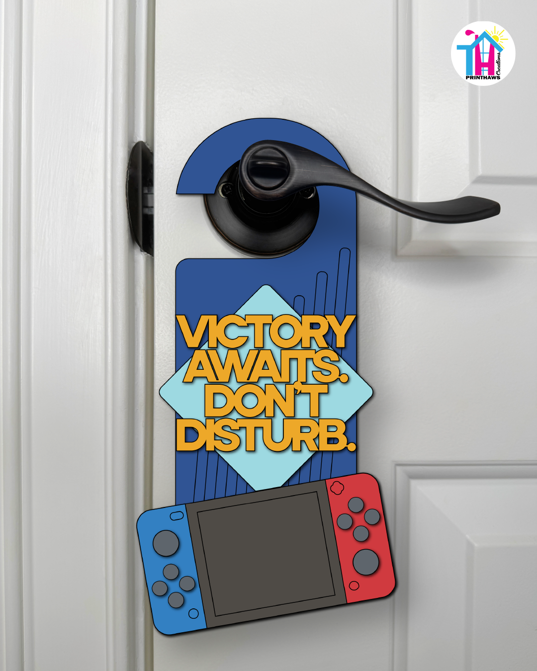 Victory Awaits. Don’t Disturb. – Gamer Doorknob Sign By Printhaws Creations, Wooden Room Sign With Console-Inspired Controller Accent