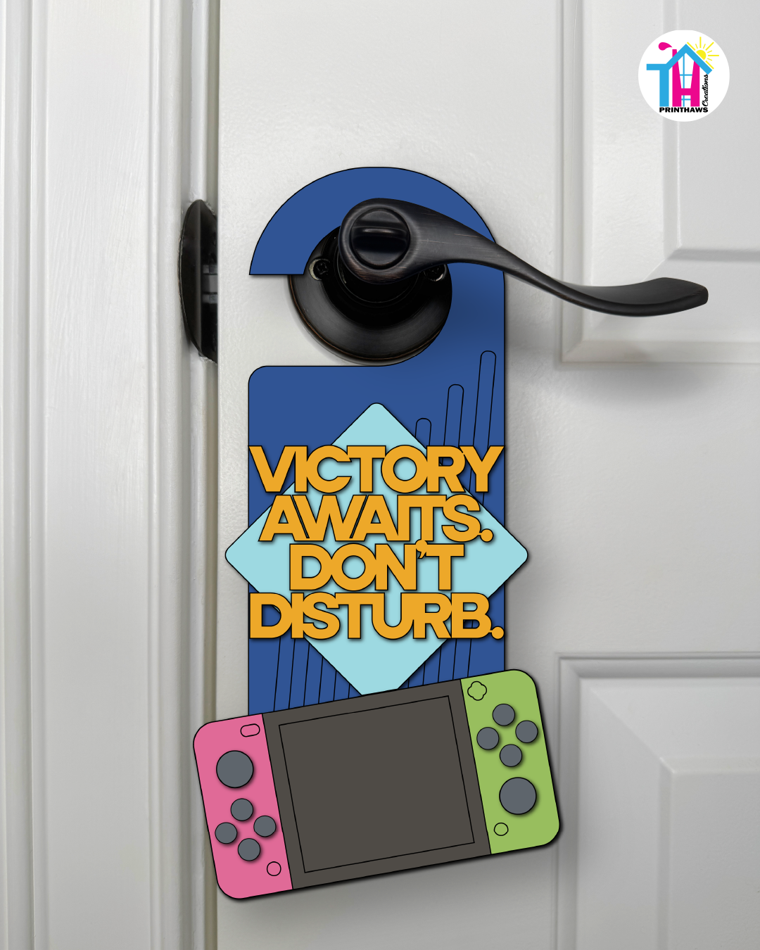 Victory Awaits. Don’t Disturb. – Gamer Doorknob Sign By Printhaws Creations, Wooden Room Sign With Console-Inspired Controller Accent