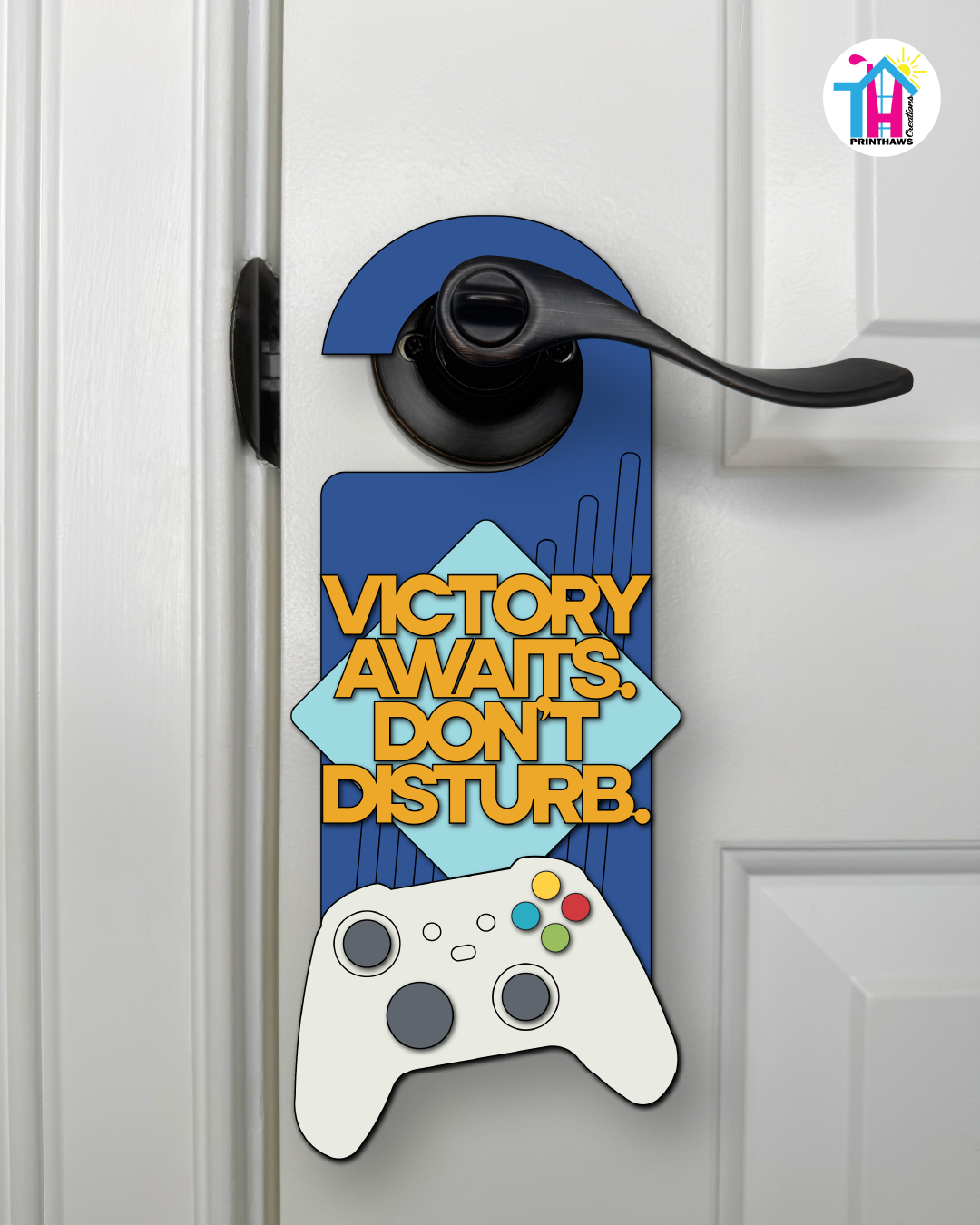 Victory Awaits. Don’t Disturb. – Gamer Doorknob Sign By Printhaws Creations, Wooden Room Sign With Console-Inspired Controller Accent