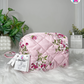 Blush Blossom Pouchie - Handmade By Ruby Rose, Printhaws Creations - Floral, Cotton, Medium (Carry-All Pouch Bag) – Angled Front