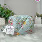 Mint Bloom Pouchie - Handmade By Ruby Rose, Printhaws Creations - Floral, Cotton, Medium (Carry-All Pouch Bag) – Angled Front