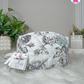 Violet Petals Pouchie - Handmade By Ruby Rose, Printhaws Creations - Floral, Cotton, Medium (Carry-All Pouch Bag) – Angled Front