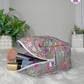 Gray Meadow Pouchie - Handmade By Ruby Rose, Printhaws Creations - Floral, Cotton, Medium (Carry-All Pouch Bag) – Laid Flat Filled