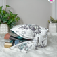 Violet Petals Pouchie - Handmade By Ruby Rose, Printhaws Creations - Floral, Cotton, Medium (Carry-All Pouch Bag) – Laid Flat Filled