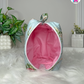 Mint Bloom Pouchie - Handmade By Ruby Rose, Printhaws Creations - Floral, Cotton, Medium (Carry-All Pouch Bag) – Upright Side Empty