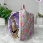 Gray Meadow Pouchie - Handmade By Ruby Rose, Printhaws Creations - Floral, Cotton, Medium (Carry-All Pouch Bag) – Upright Side Filled