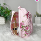Blush Blossom Pouchie - Handmade By Ruby Rose, Printhaws Creations - Floral, Cotton, Medium (Carry-All Pouch Bag) – Upright Side Filled