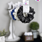 Eclipse Scrunchie - Handmade By Ruby Rose, Printhaws Creations, Black, Satin, Medium (4x4 inches) - Tagged Display Angle