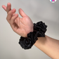 Eclipse Scrunchie - Handmade By Ruby Rose, Printhaws Creations, Black, Satin, Medium (4x4 inches) - Wrist Style