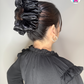 Eclipse Scrunchie - Handmade By Ruby Rose, Printhaws Creations, Black, Satin, XXL (6x6 inches) - Hair Bun Style