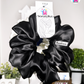 Eclipse Scrunchie - Handmade By Ruby Rose, Printhaws Creations, Black, Satin, XXL (6x6 inches) - Tagged Display Front