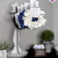 Luna Scrunchie - Handmade By Ruby Rose, Printhaws Creations, Ivory, Satin, Medium (4x4 inches) - Tagged Display Angle