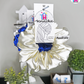 Luna Scrunchie - Handmade By Ruby Rose, Printhaws Creations, Ivory, Satin, Medium (4x4 inches) - Tagged Display Front