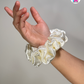 Luna Scrunchie - Handmade By Ruby Rose, Printhaws Creations, Ivory, Satin, Medium (4x4 inches) - Wrist Style