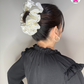 Luna Scrunchie - Handmade By Ruby Rose, Printhaws Creations, Ivory, Satin, XXL (6x6 inches) - Hair Bun Style
