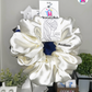 Luna Scrunchie - Handmade By Ruby Rose, Printhaws Creations, Ivory, Satin, XXL (6x6 inches) - Tagged Display Front
