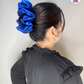 Galaxia Scrunchie - Handmade By Ruby Rose, Printhaws Creations, Royal Blue, Satin, XXL (6x6 inches) - Hair Bun Style