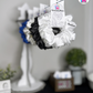 Moonbeam Scrunchie - Handmade By Ruby Rose, Printhaws Creations, White, Satin, Medium (4x4 inches) - Tagged Display Angle