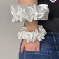 Moonbeam Scrunchie - Handmade By Ruby Rose, Printhaws Creations, White, Satin, XXL (6x6 inches) And Medium (4x4 inches) - Wrist Style