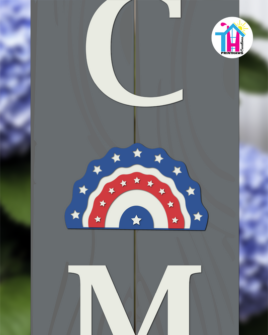 Arc Flag - Vertical Sign Swappable By Printhaws Creations, 3D Accent (Approx. 8 × 8 in)