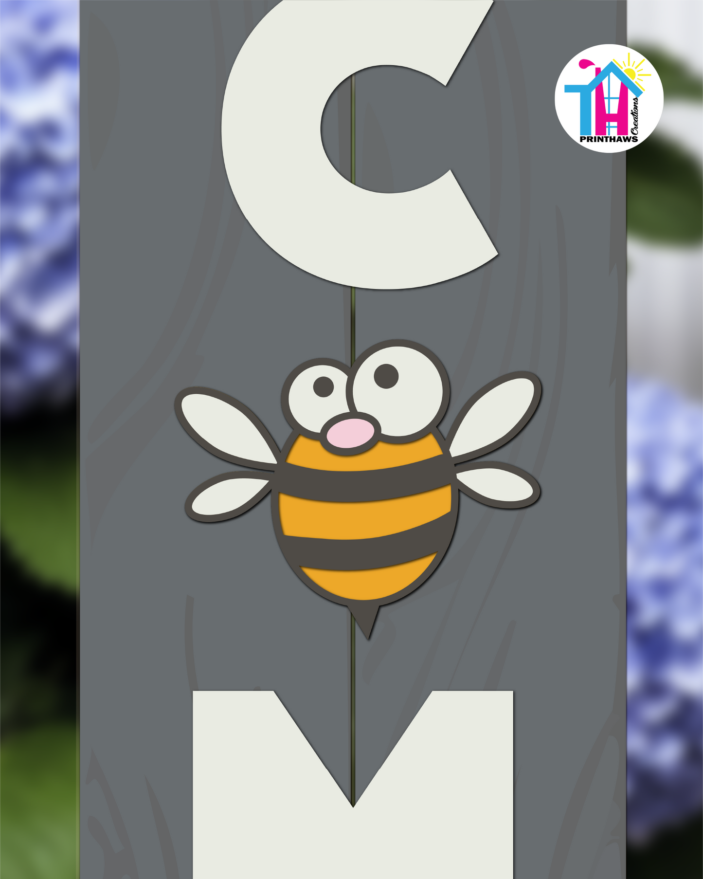 Bee - Vertical Sign Swappable By Printhaws Creations, 3D Accent (Approx. 8 × 8 in)