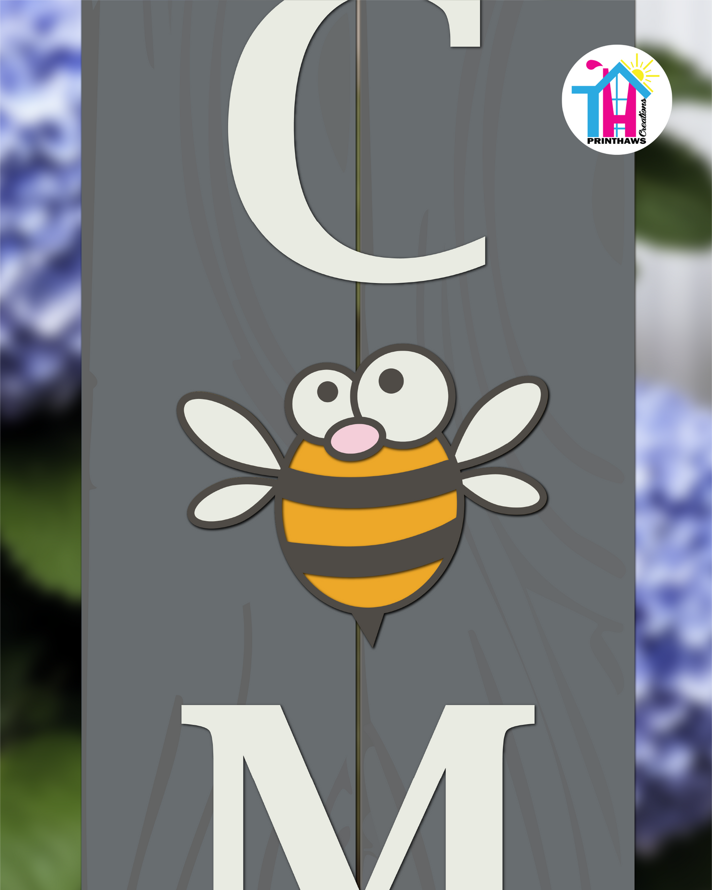 Bee - Vertical Sign Swappable By Printhaws Creations, 3D Accent (Approx. 8 × 8 in)