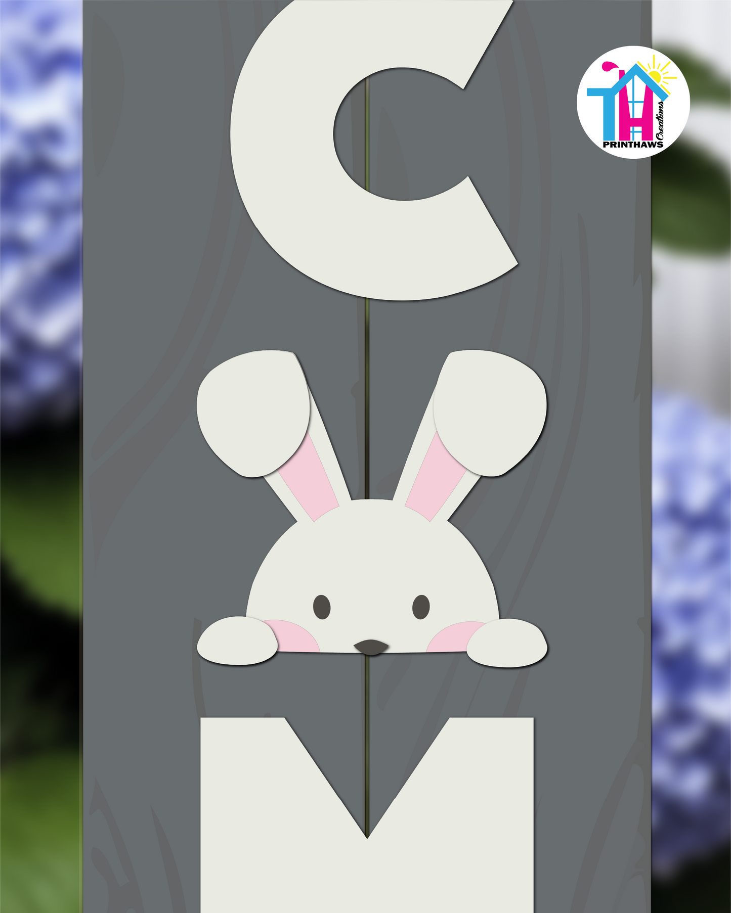 Bunny - Vertical Sign Swappable By Printhaws Creations, 3D Accent (Approx. 8 × 8 in)
