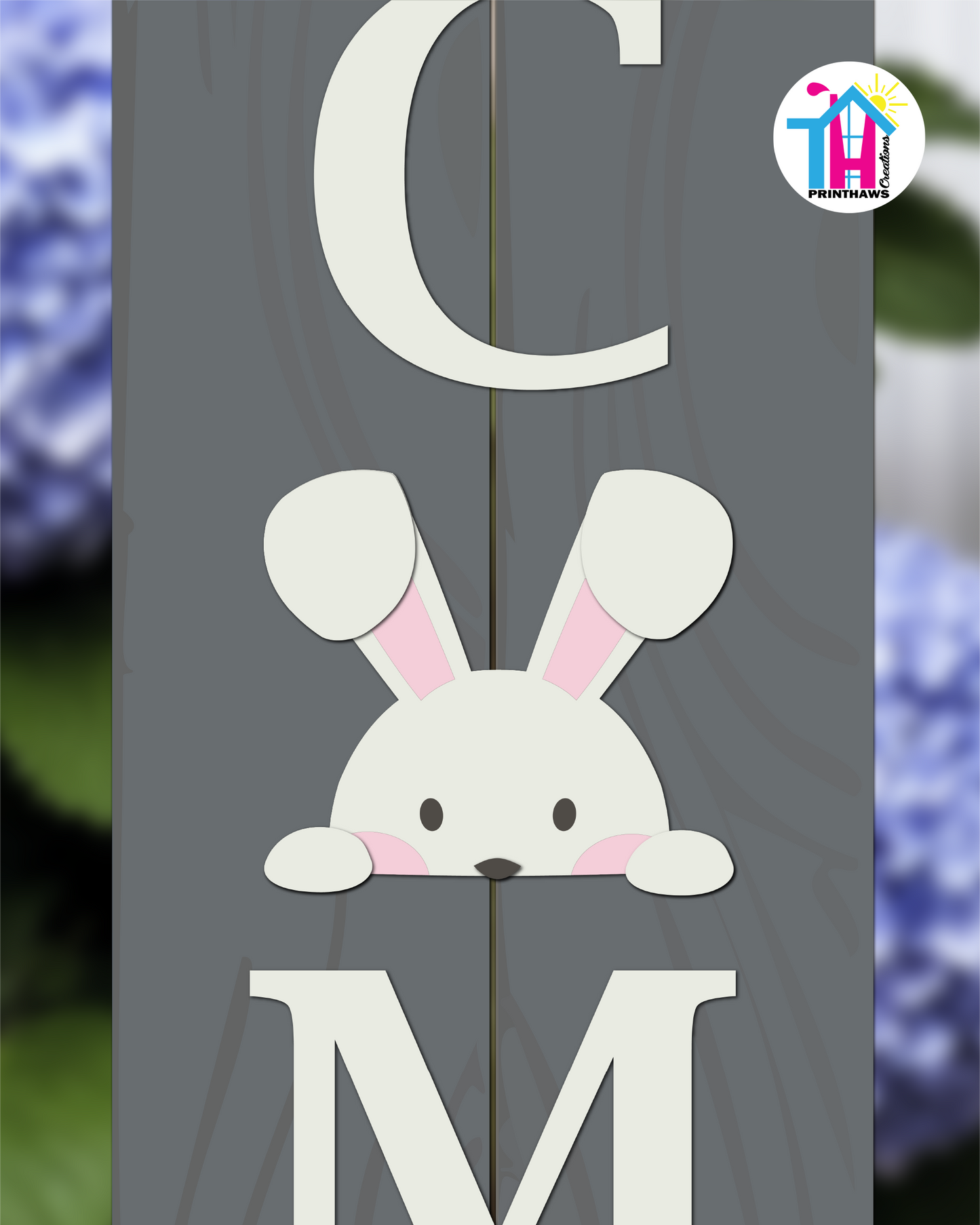 Bunny - Vertical Sign Swappable By Printhaws Creations, 3D Accent (Approx. 8 × 8 in)