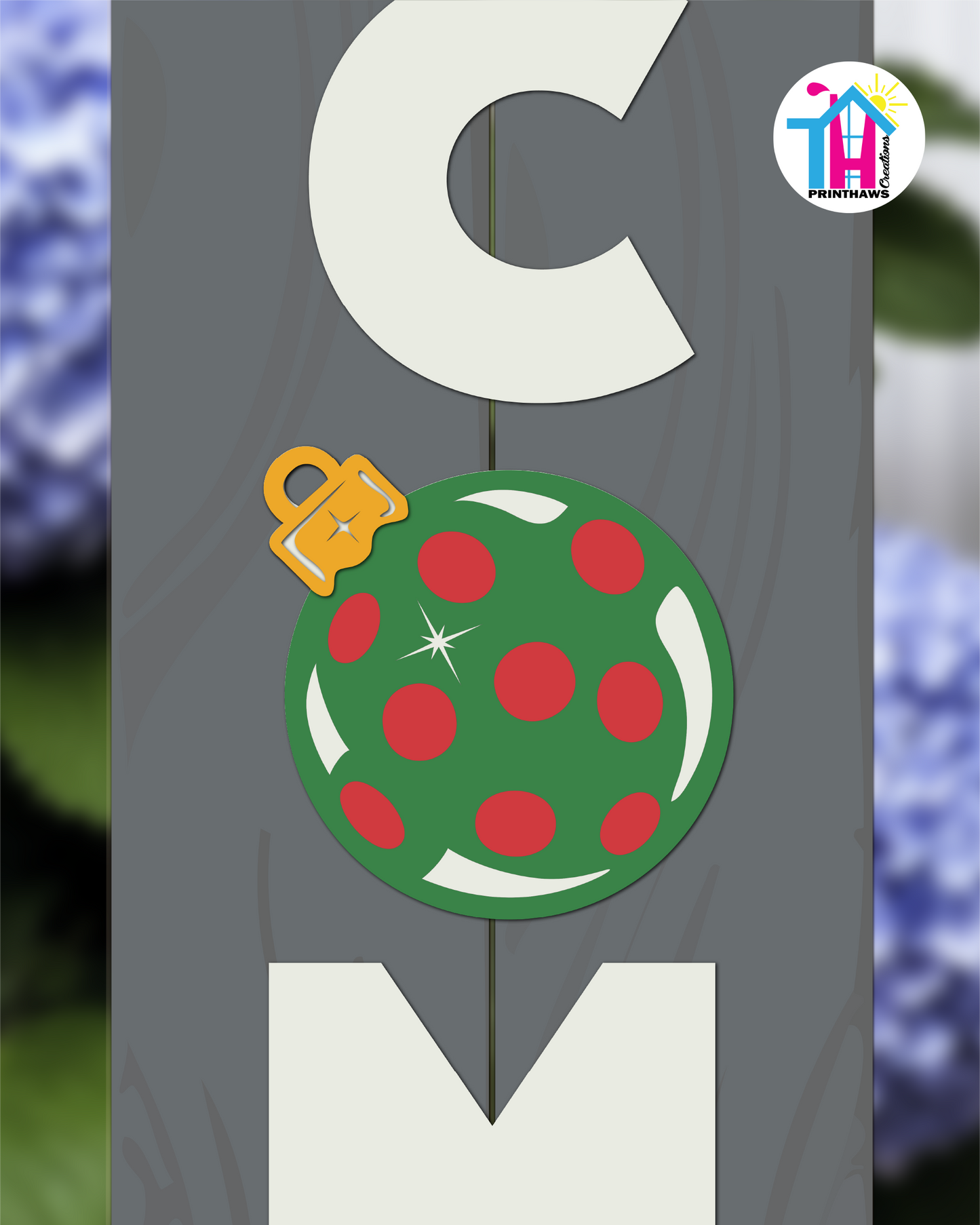 Christmas Ball Green - Vertical Sign Swappable By Printhaws Creations, 3D Accent (Approx. 8 × 8 in)