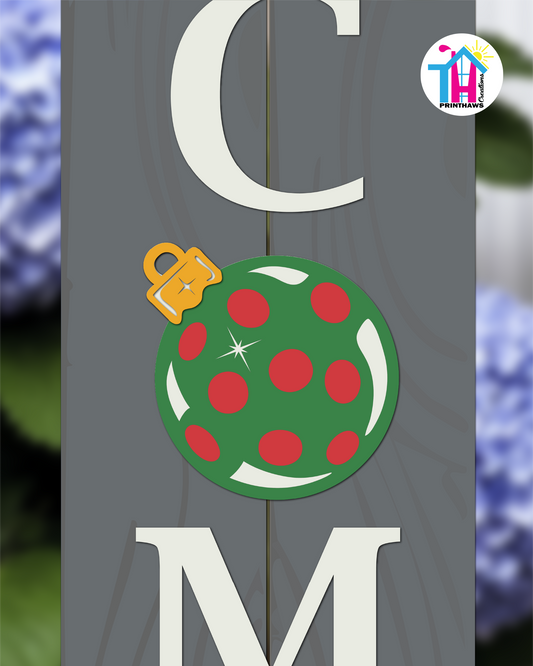 Christmas Ball Green - Vertical Sign Swappable By Printhaws Creations, 3D Accent (Approx. 8 × 8 in)