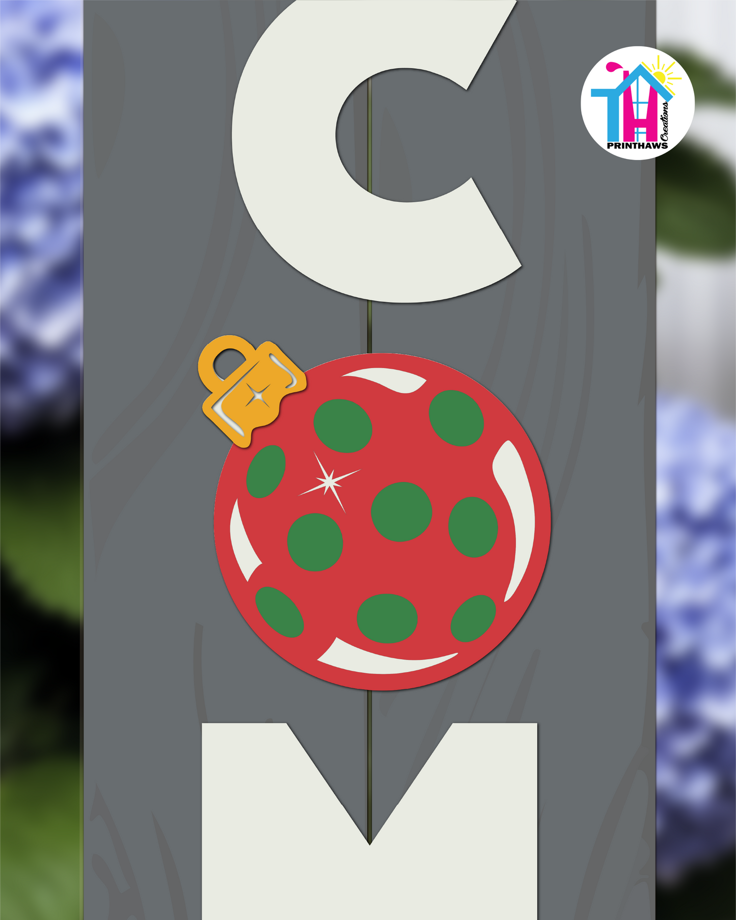 Christmas Ball Red - Vertical Sign Swappable By Printhaws Creations, 3D Accent (Approx. 8 × 8 in)