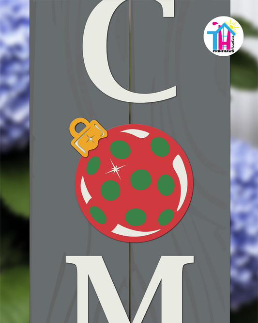 Christmas Ball Red - Vertical Sign Swappable By Printhaws Creations, 3D Accent (Approx. 8 × 8 in)