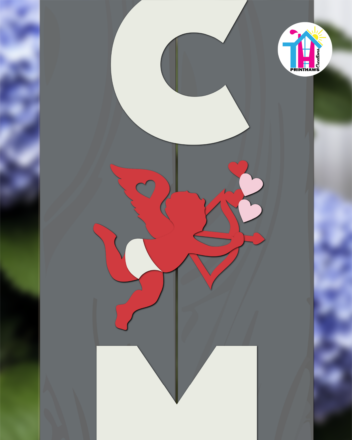 Cupid - Vertical Sign Swappable By Printhaws Creations, 3D Accent (Approx. 8 × 8 in)