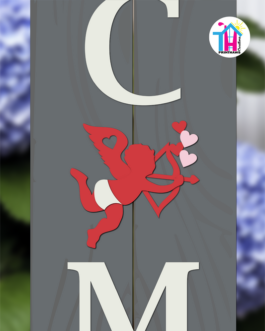 Cupid - Vertical Sign Swappable By Printhaws Creations, 3D Accent (Approx. 8 × 8 in)