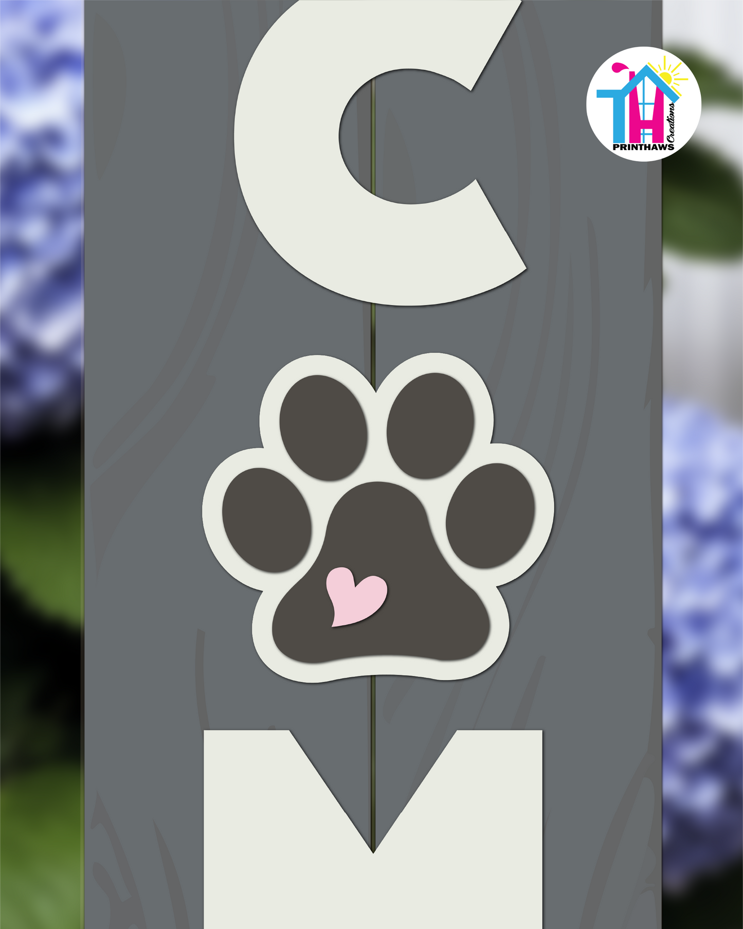 Dog Paw - Vertical Sign Swappable By Printhaws Creations, 3D Accent (Approx. 8 × 8 in)