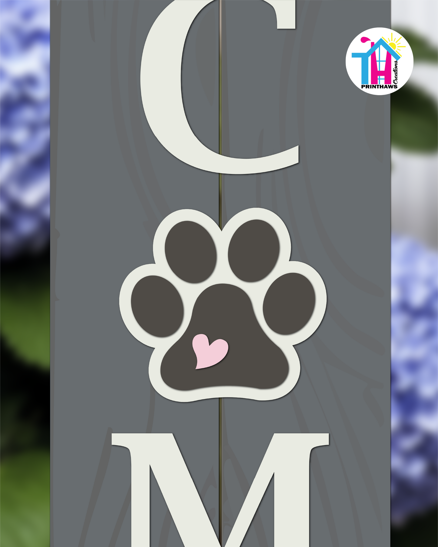 Dog Paw - Vertical Sign Swappable By Printhaws Creations, 3D Accent (Approx. 8 × 8 in)