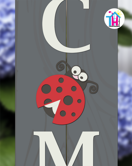 Lady Bug - Vertical Sign Swappable By Printhaws Creations, 3D Accent (Approx. 8 × 8 in)