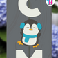 Penguin Blue - Vertical Sign Swappable By Printhaws Creations, 3D Accent (Approx. 8 × 8 in)