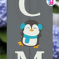 Penguin Blue - Vertical Sign Swappable By Printhaws Creations, 3D Accent (Approx. 8 × 8 in)